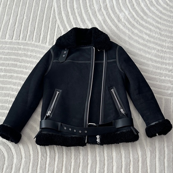 All Saints Jackets & Blazers - All Saints Black Shearling Jacket